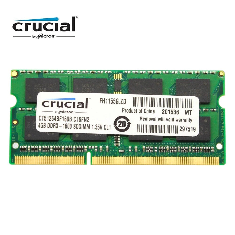 8GB Crucial DDR3L SODIMM Laptop Memory - 1600MHz, 1.35V