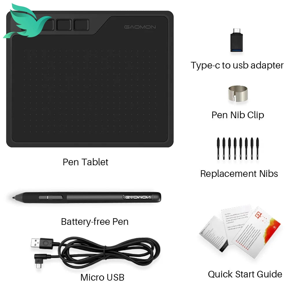 GAOMON S620 Digital Drawing Tablet with 8192 Levels Pen Pressure - Portable & Versatile