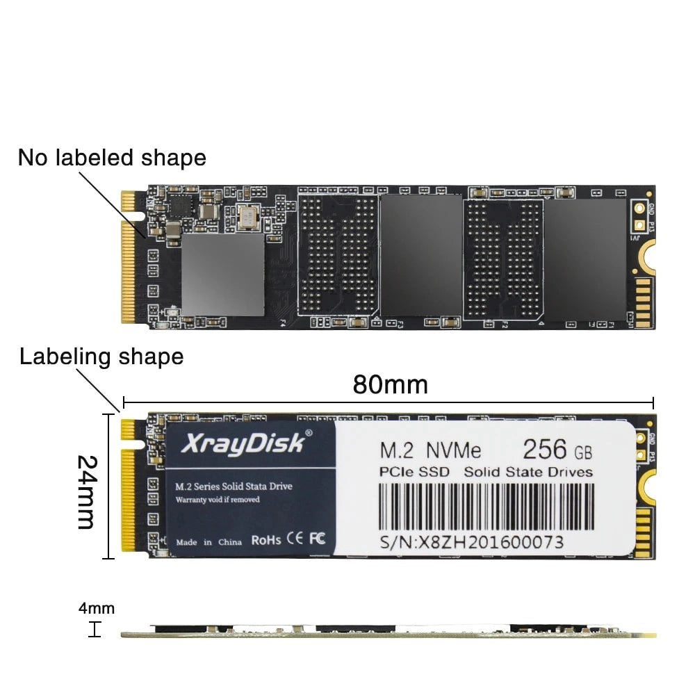 XrayDisk NVMe SSD PCIe Gen3x4 & 4x4 128GB-1TB for Laptop/Desktop - Fast, Efficient, Reliable!