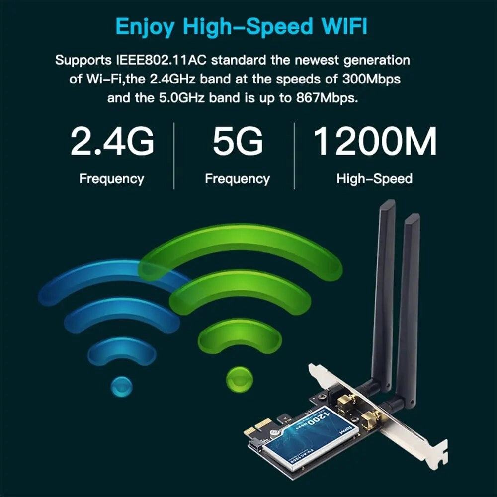 Upgrade Your Internet Speed with FENVI 1200Mbps WiFi Card - Dual Band, Bluetooth 4.0 - Win7/10/11