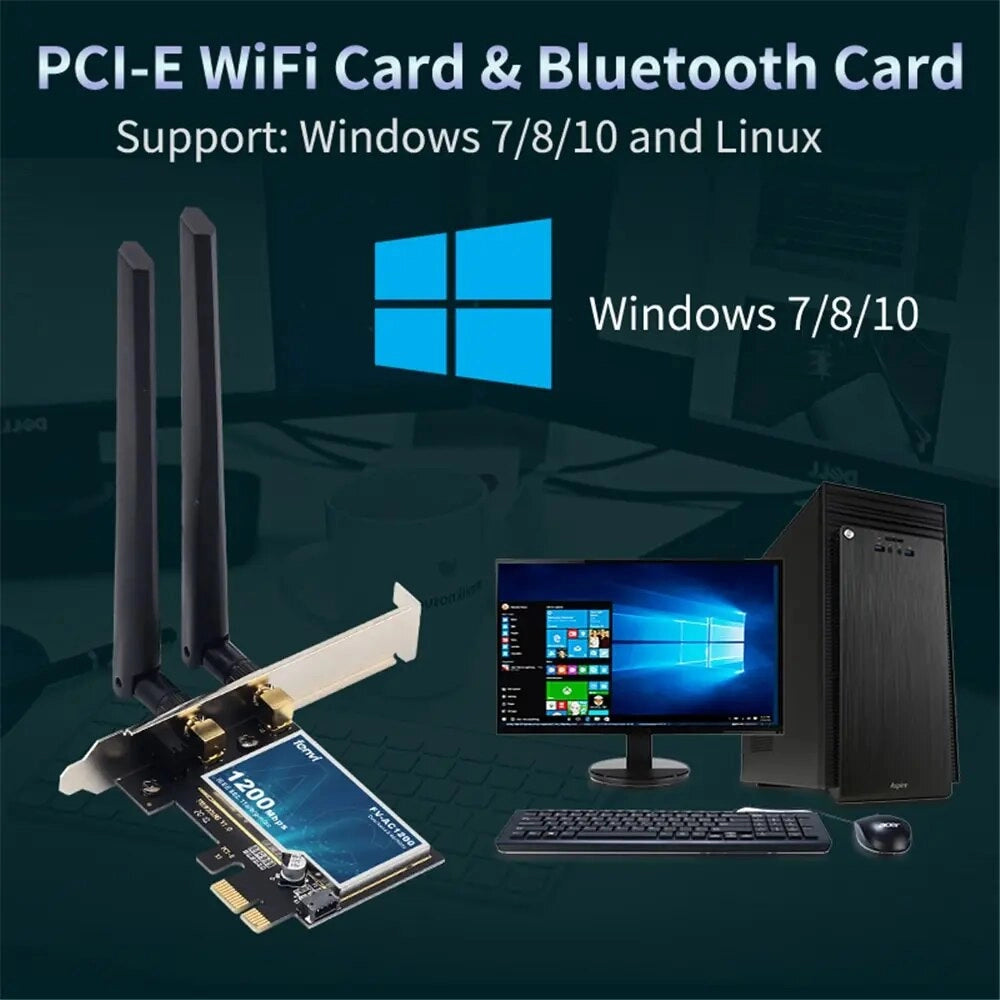 Upgrade Your Internet Speed with FENVI 1200Mbps WiFi Card - Dual Band, Bluetooth 4.0 - Win7/10/11