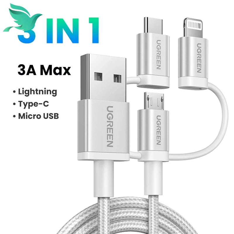 Upgrade Your Charging Game - 3-in-1 Fast Charging Cable for iPhone, Xiaomi, and Samsung!