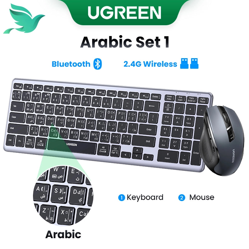 Upgrade Your Typing Experience with UGREEN Wireless Keyboard - Bluetooth 5.0, 2.4G, 3 Languages, USB C Rechargeable