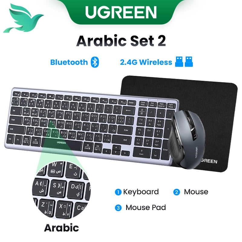 Upgrade Your Typing Experience with UGREEN Wireless Keyboard - Bluetooth 5.0, 2.4G, 3 Languages, USB C Rechargeable