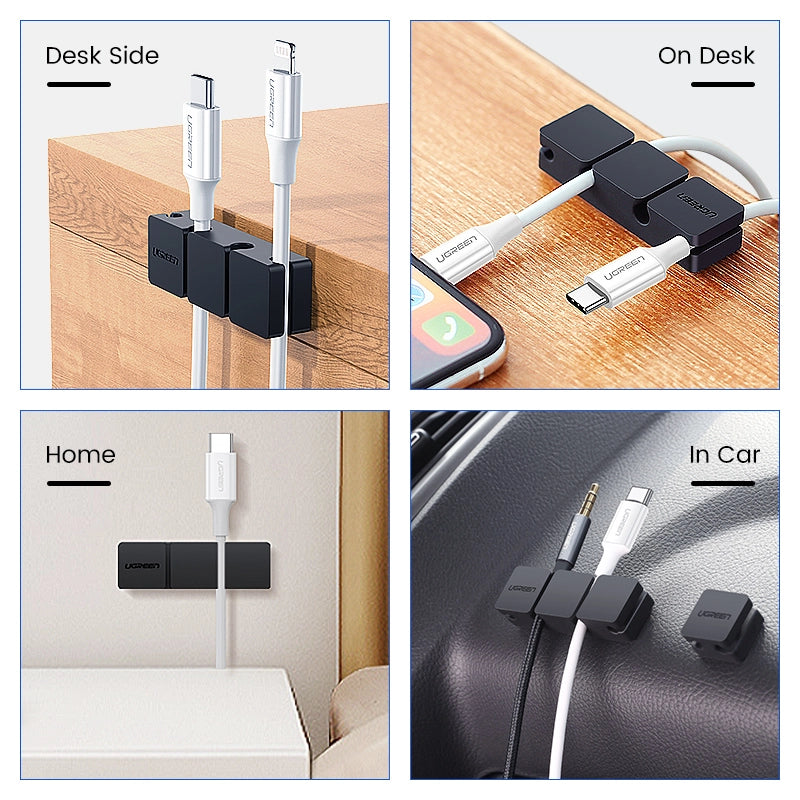 Organize Your Desk with Ugreen Cable Clips - Flexible & Durable Silicone Cable Management