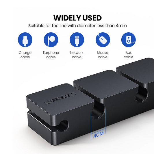 Organize Your Desk with Ugreen Cable Clips - Flexible & Durable Silicone Cable Management