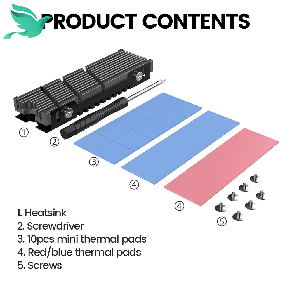 JEYI M.2 NVME SSD Heatsink for PC, Aluminum Alloy Radiator