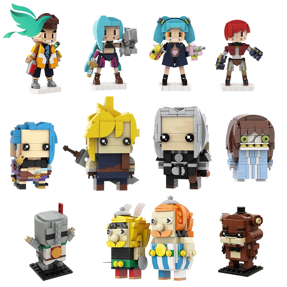 MOC Game Figure Building Block Set - Cloud Strife, Jinx, Witcher, Obelix, Exorcist