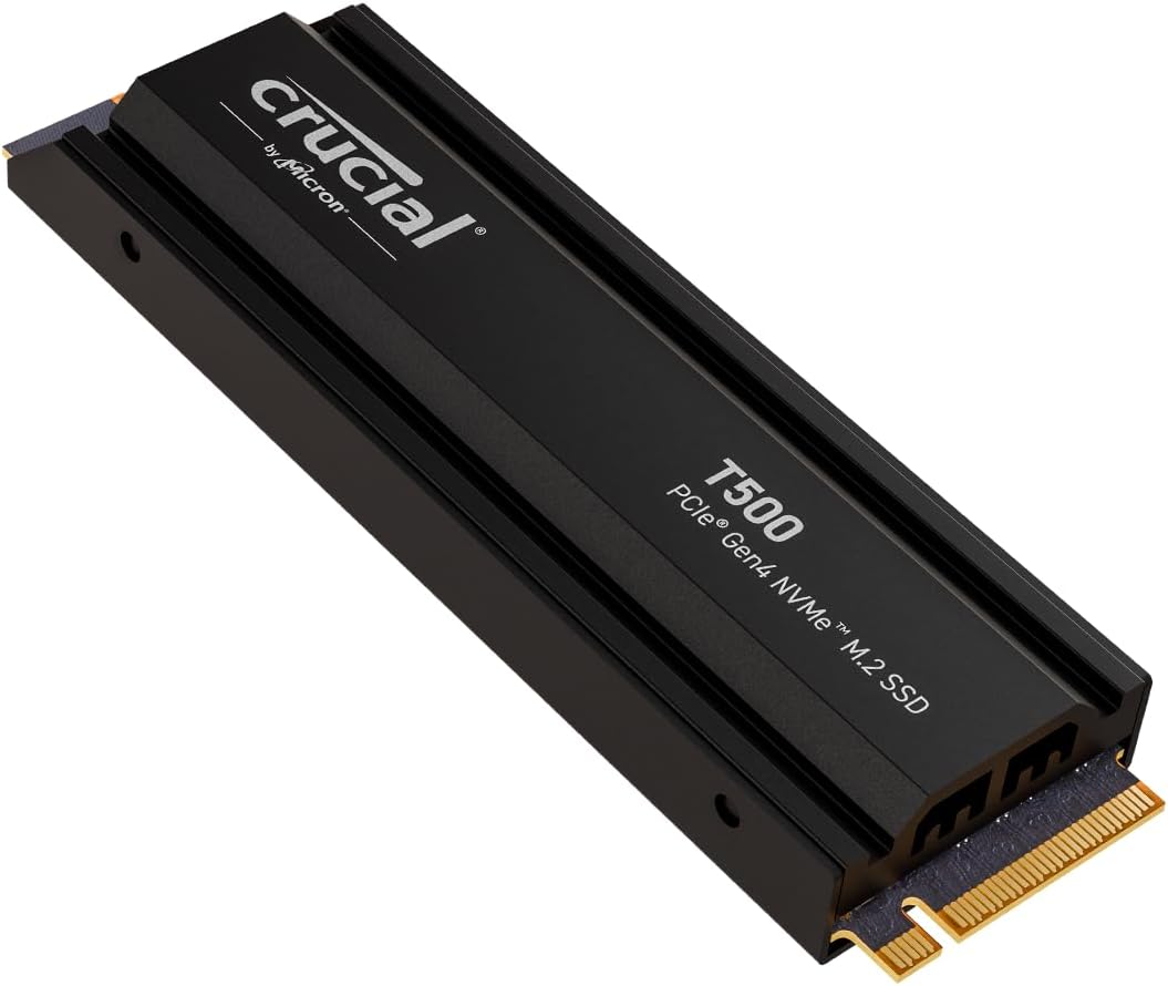 Crucial T500 PCIe Gen4 NVMe M.2 Internal Gaming SSD (Solid State Drive) - Up to 7300MB/s, Compatible with Laptop and Desktop - Microsoft DirectStorage - CT1000T500SSD8