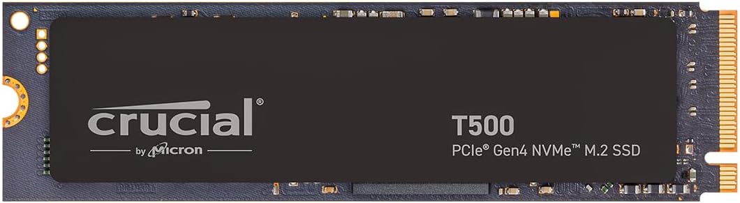 Crucial T500 PCIe Gen4 NVMe M.2 Internal Gaming SSD (Solid State Drive) - Up to 7300MB/s, Compatible with Laptop and Desktop - Microsoft DirectStorage - CT1000T500SSD8