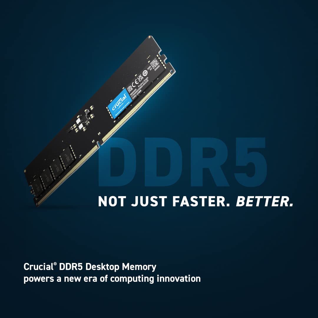 Crucial RAM 32GB Kit (2x16GB) | DDR5 5600MHz (5200MHz or 4800MHz) | Desktop Memory - CT2K16G56C46U5