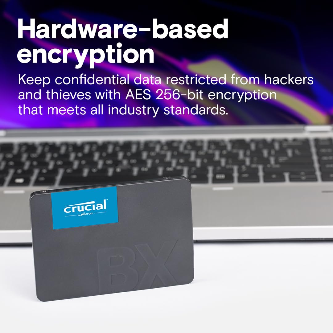 Crucial BX500 SATA SSD 1TB, 2.5" - Up to 540 MB/s, Compatible with Laptop and Desktop (PC) - 3D NAND, Dynamic Write Acceleration - CT1000BX500SSD101