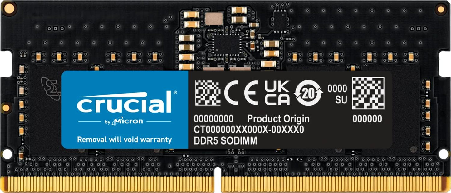 Crucial RAM 16 Go DDR5 5 600 MHz (ou 5 200 MHz/4 800 MHz) - Compatible ordinateur portable (SODIMM) - CT16G56C46S5