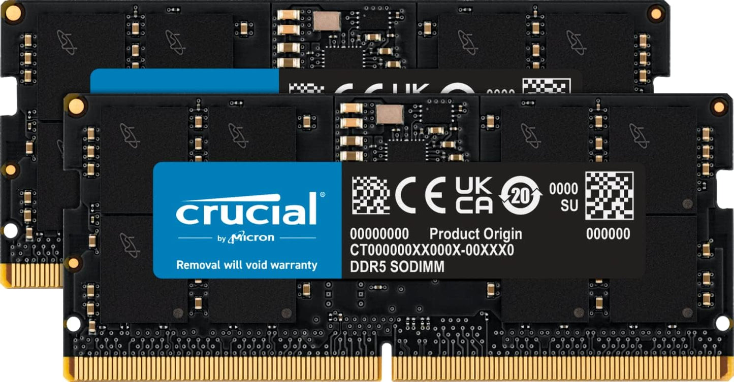 Crucial RAM 16 Go DDR5 5 600 MHz (ou 5 200 MHz/4 800 MHz) - Compatible ordinateur portable (SODIMM) - CT16G56C46S5