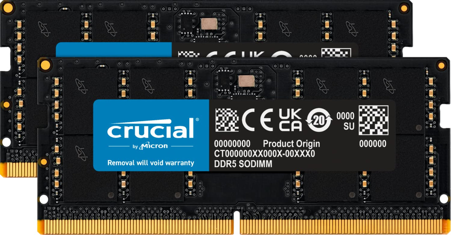 Crucial RAM 16 Go DDR5 5 600 MHz (ou 5 200 MHz/4 800 MHz) - Compatible ordinateur portable (SODIMM) - CT16G56C46S5