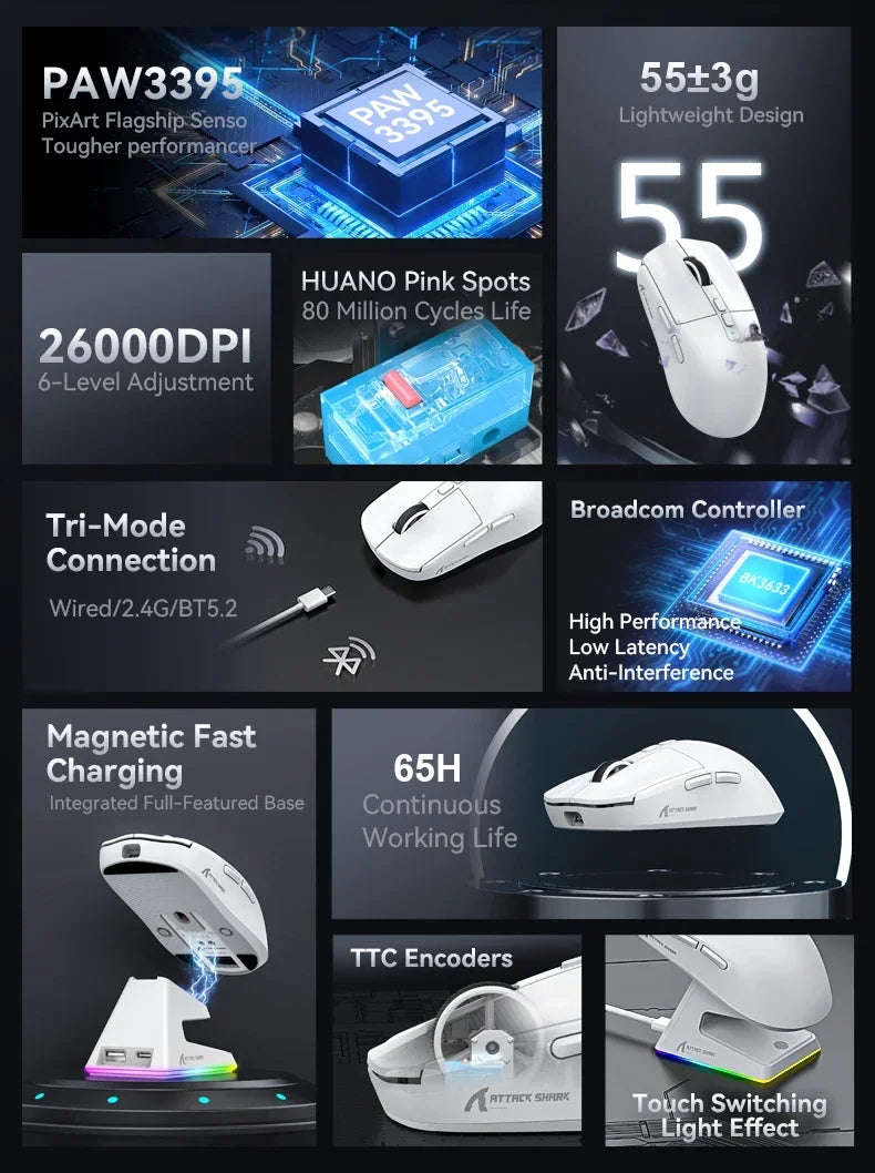 X6 Tri-Mode Magnetic Charging - Bluetooth Wireless Mouse