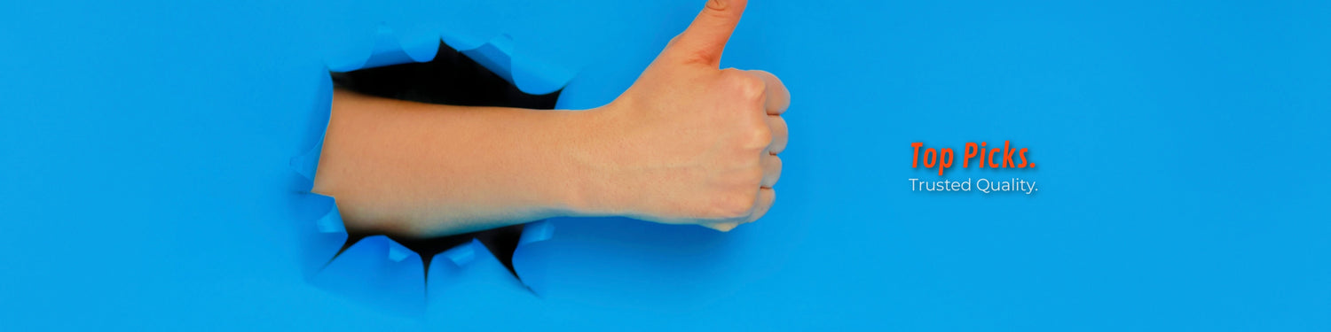 Hand female coming out of light blue background