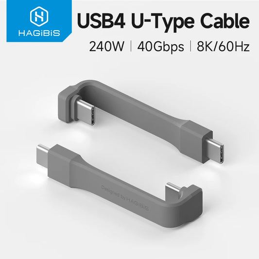 Hagibis 5-Inch USB4 Cable - 40Gbps Data Transfer, Thunderbolt 4/3 Compatible, 240W PD Fast Charging for SSDs and Devices