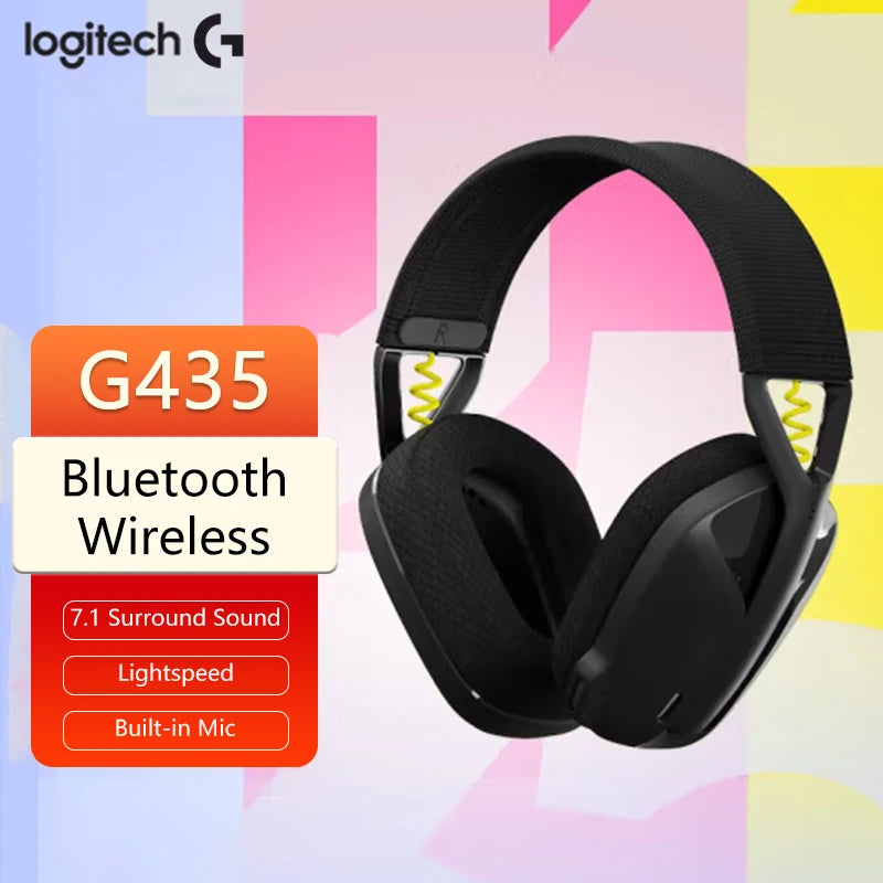 Logitech G435 Wireless Gaming Headset - Over-Ear Bluetooth Surround Sound Headphones for PC, Laptop, & Mobile Gaming