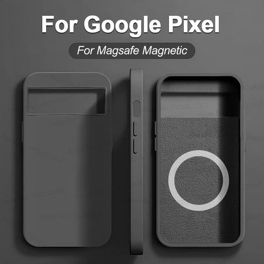 Premium Magnetic Liquid Silicone Case for Google Pixel 8 7 6 Pro - MagSafe Compatible Wireless Charging Bumper Cover