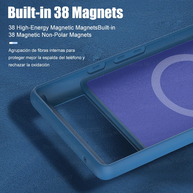 Premium Magnetic Liquid Silicone Case for Google Pixel 8 7 6 Pro - MagSafe Compatible Wireless Charging Bumper Cover