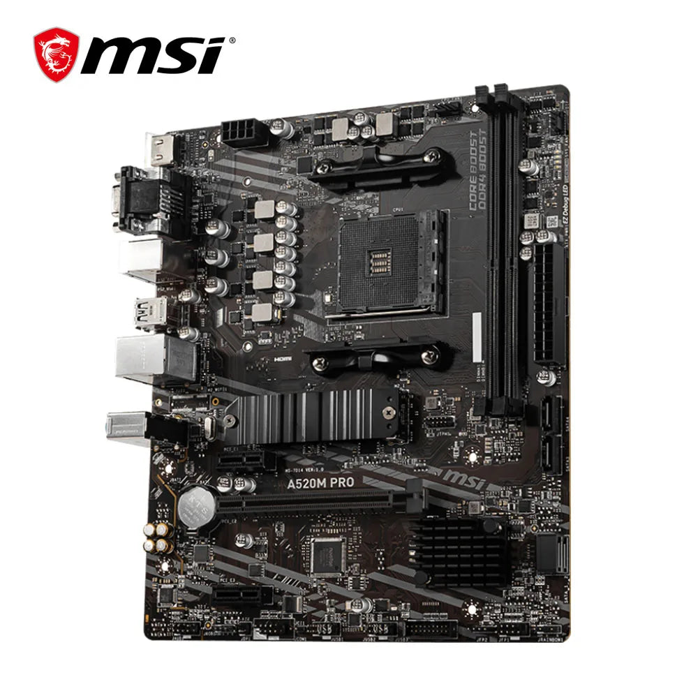 MSI A520M PRO Motherboard for Ryzen 5000 & 3000 Series CPUs - AM4, Dual Channel DDR4, M.2 NVMe, HDMI 2.1, USB 3.2