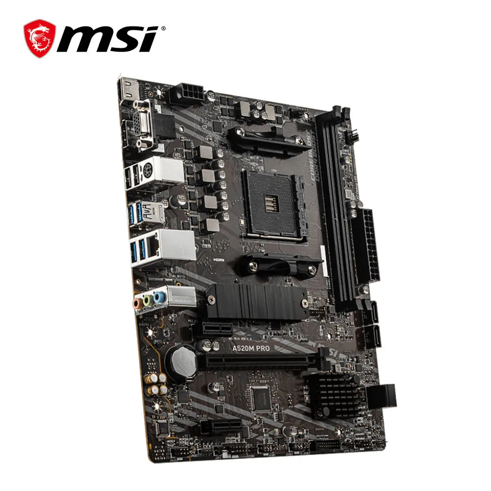 MSI A520M PRO Motherboard for Ryzen 5000 & 3000 Series CPUs - AM4, Dual Channel DDR4, M.2 NVMe, HDMI 2.1, USB 3.2