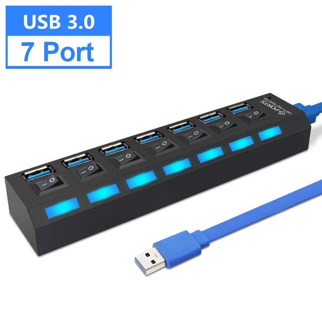 Multi USB Hub 3.0 | USB Splitter with Power Adapter | Swiftwintek