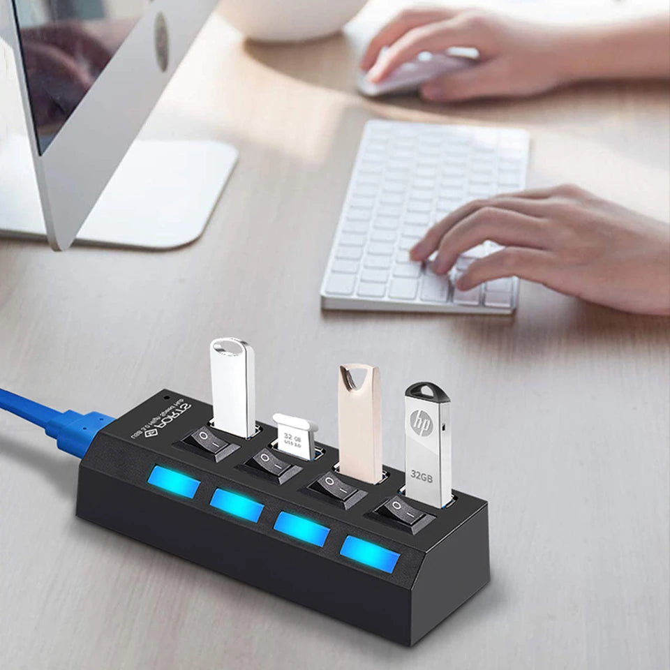 Multi USB Hub 3.0 | USB Splitter with Power Adapter | Swiftwintek