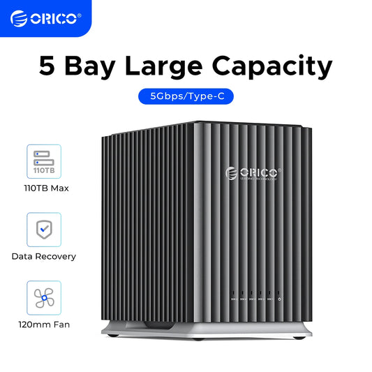 ORICO 2-Bay/5-Bay Type-C HDD Docking Station with Silent Cooling and High Capacity Storage