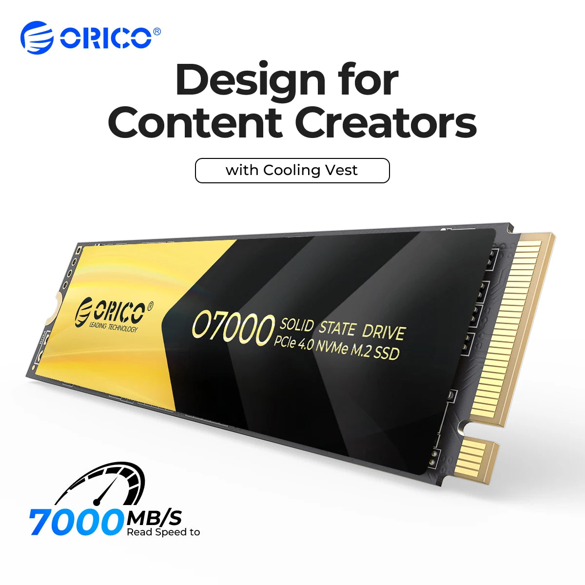 ORICO O7000 PCIe 4.0 M.2 NVMe SSD mit Kühlweste – internes Hochgeschwindigkeits-Solid-State-Laufwerk für Gamer und Entwickler