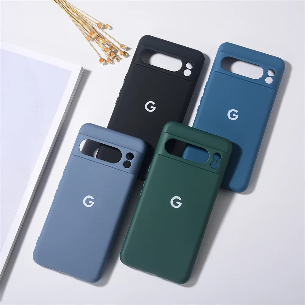 Google Pixel 8 Pro Liquid Silicone TPU Protective Case - Shockproof Soft Back Cover for Pixel 8 & 8A