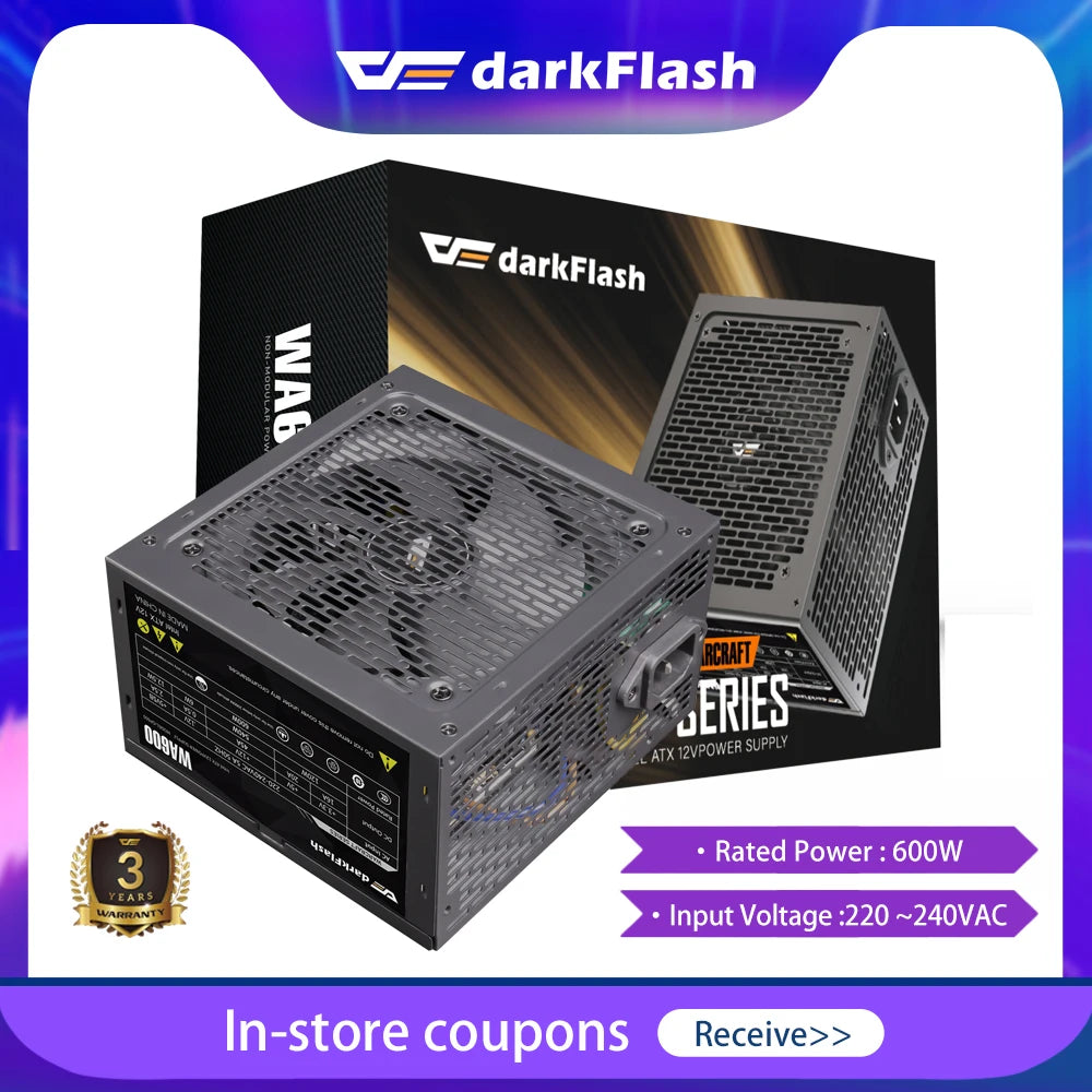 Fuente de alimentación Darkflash WA600 Max 600W