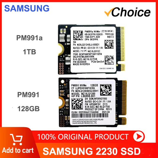 SAMSUNG PM991a 1TB M.2 2230 NVMe PCIe Gen3 x4 TLC SSD for Gaming and High-Performance Laptops