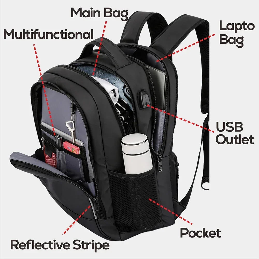 SWISS MILITARY Men's Stylish 17-Inch Laptop Backpack - Waterproof USB Charging, Large Capacity for Business & School