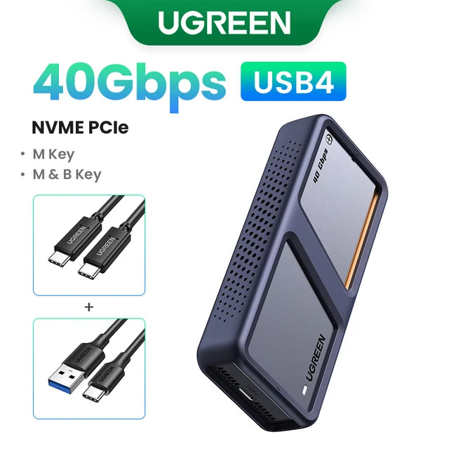 UGREEN 40Gbps USB4.0 NVMe SSD Enclosure with Cooling Vest - M.2 to USB Adapter for High-Speed Data Transfer