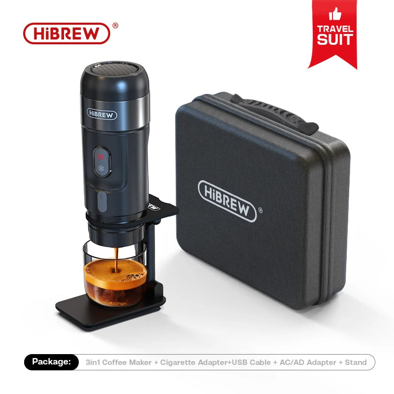 HiBREW Portable Coffee Machine for Car & Home – DC12V Espresso Maker for Nespresso Dolce Pods & Coffee Powder (H4A)