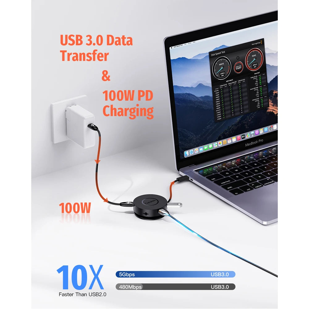 USB C Docking Station 7-in-1 USB C Hub with Dual 4K HDMI Port 100W PD USB 3.0 Gigabit Ethernet for MacBook/Dell/Lenovo Notebooks