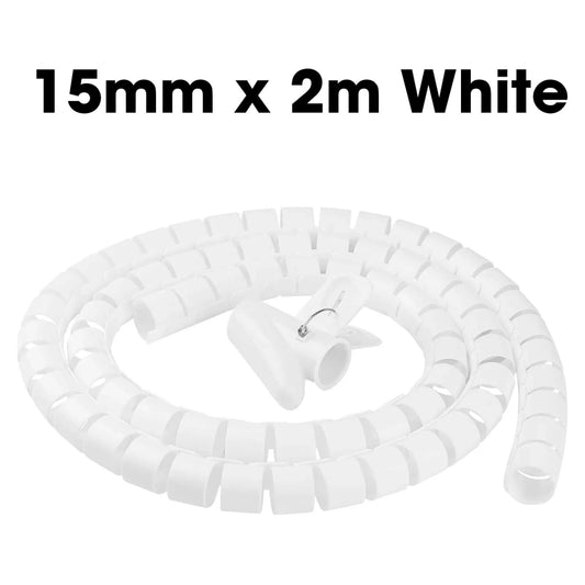 ZoeRax Spiral Cable Wrap - 2m Flexible Cord Protector & Organizer - 15/20/25mm Diameter - High Quality Material - Lifetime Warranty